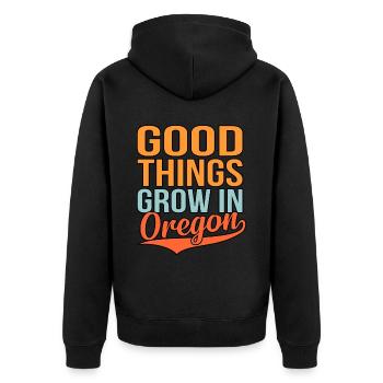 Wachsen Sie In Oregon-geschenk - Unisex Premium Bio Zip Hoodie - Schwarz - Hinten - Nico (187cm)