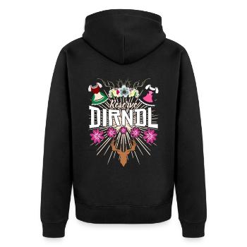 Dirndl Ersatz Reserve Trachtenkleid - Unisex Premium Bio Zip Hoodie - Schwarz - Hinten - Nico (187cm)