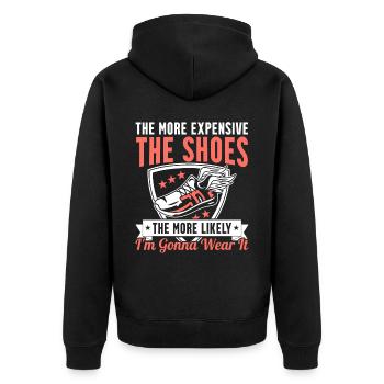 Schuhsammler Schuhsammelnder Sneakerliebhaber - Unisex Premium Bio Zip Hoodie - Schwarz - Hinten - Nico (187cm)