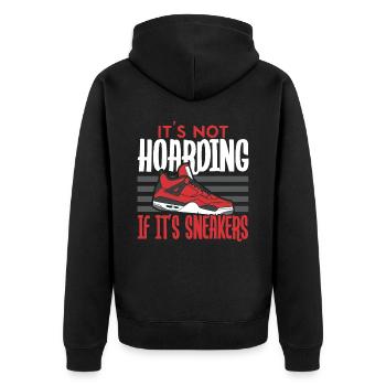 It's not hoarding if it's sneakers Schuhsam - Unisex Premium Organic Zip Hoodie - black - Back - Nico (187cm)
