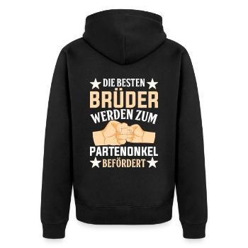 Die Besten Brüder werden Patenonkel Taufpate - Unisex Premium Bio Zip Hoodie - Schwarz - Hinten - Nico (187cm)