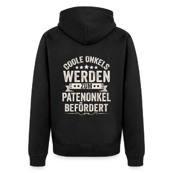 Coole Onkels werden Patenonkel Taufpate - Unisex Premium Bio Zip Hoodie - Schwarz - Hinten - Nico (187cm)