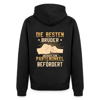 Die Besten Brüder werden Patenonkel Taufpate - Unisex Premium Bio Zip Hoodie - Schwarz - Hinten - Nico (187cm)