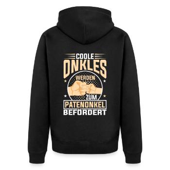 Coole Onkels werden Patenonkel Taufpate - Unisex Premium Bio Zip Hoodie - Schwarz - Hinten - Nico (187cm)