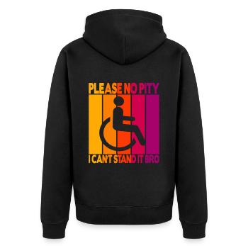 Vintage Wheelchair User Wheelchair - Unisex Premium Organic Zip Hoodie - black - Back - Nico (187cm)