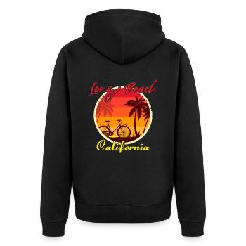 Long Beach California Fahrrad - Unisex Premium Bio Zip Hoodie - Schwarz - Hinten - Nico (187cm)