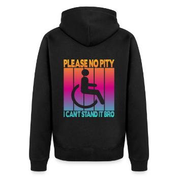 Vintage Wheelchair User Wheelchair - Unisex Premium Organic Zip Hoodie - black - Back - Nico (187cm)