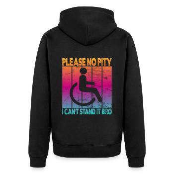 Vintage Wheelchair User Wheelchair - Unisex Premium Organic Zip Hoodie - black - Back - Nico (187cm)