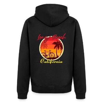 Long Beach California Fahrrad - Unisex Premium Bio Zip Hoodie - Schwarz - Hinten - Nico (187cm)