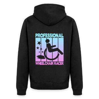Professional Wheelchair Racer - Unisex Premium Organic Zip Hoodie - black - Back - Nico (187cm)