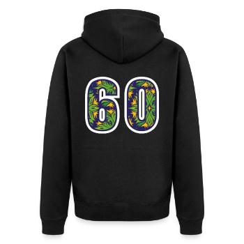 60 Zahl Grün - Unisex Premium Bio Zip Hoodie - Schwarz - Hinten - Nico (187cm)