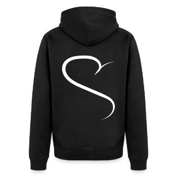 Half Heart White Design - Unisex Premium Organic Zip Hoodie - black - Back - Nico (187cm)