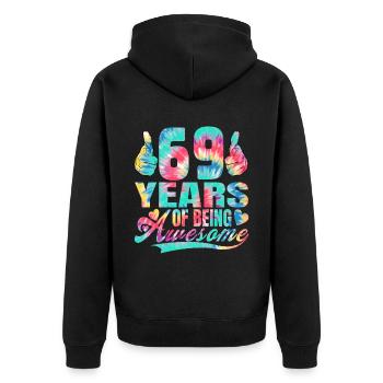 69th birthday or anniversary 69 years of being - Unisex Premium Organic Zip Hoodie - black - Back - Nico (187cm)