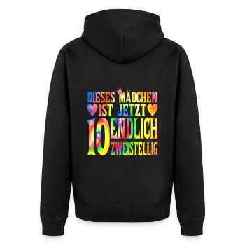 Dieses Mädchen Ist Jetzt 10 Geburtstag - Unisex Premium Bio Zip Hoodie - Schwarz - Hinten - Nico (187cm)
