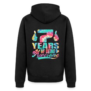 7th birthday or anniversary 7 years of being - Unisex Premium Organic Zip Hoodie - black - Back - Nico (187cm)