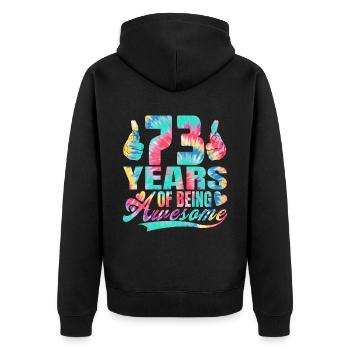 73e anniversaire ou anniversaire 73 ans d’existence - Veste à capuche bio Premium Unisexe - noir - Dos - Nico (187cm)