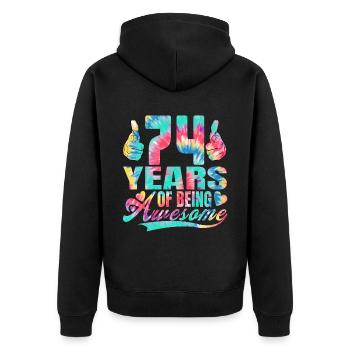 74e anniversaire ou anniversaire 74 ans d’existence - Veste à capuche bio Premium Unisexe - noir - Dos - Nico (187cm)
