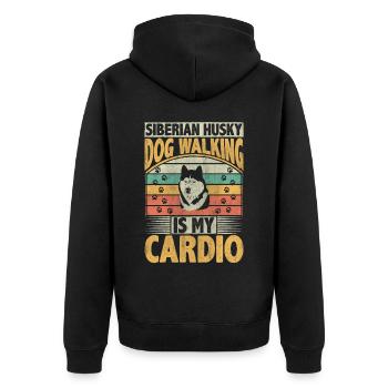 Siberian Husky Dog Walking Is My Cardio Dog Lover - Unisex Premium Bio Zip Hoodie - Schwarz - Hinten - Nico (187cm)
