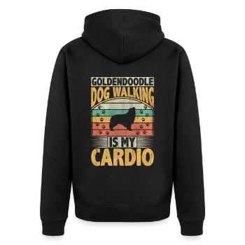 Goldendoodle Dog Walking Is My Cardio Dog Lover - Unisex Premium Bio Zip Hoodie - Schwarz - Hinten - Nico (187cm)