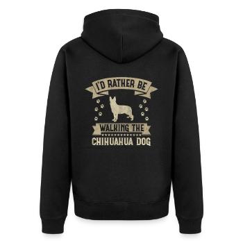 I'd Rather Be Walking The Chihuahua Dog Lover - Unisex Premium Bio Zip Hoodie - Schwarz - Hinten - Nico (187cm)
