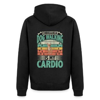 Chihuahua Dog Walking Is My Cardio Dog Lover Puppy - Unisex Premium Bio Zip Hoodie - Schwarz - Hinten - Nico (187cm)