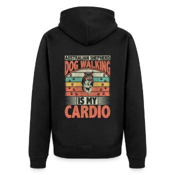 La promenade du chien de berger australien est mon chien cardio - Veste à capuche bio Premium Unisexe - noir - Dos - Nico (187cm)