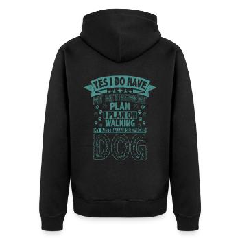 Plan de retraite Promener mon chien de berger australien - Veste à capuche bio Premium Unisexe - noir - Dos - Nico (187cm)