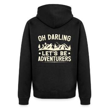 Oh Darling Let's Be Adventurers Hiking Lover Hiker - Unisex Premium Bio Zip Hoodie - Schwarz - Hinten - Nico (187cm)