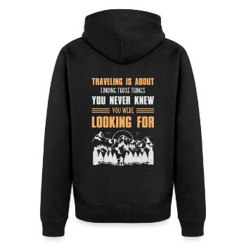 Mountaineer Mountain Climbing Hiking Hike Hiker - Unisex Premium Bio Zip Hoodie - Schwarz - Hinten - Nico (187cm)