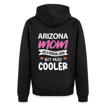 Arizona mutter geschenk - Unisex Premium Bio Zip Hoodie - Schwarz - Hinten - Nico (187cm)