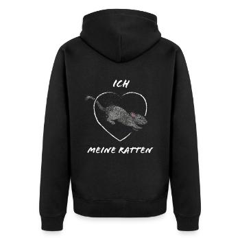 Ratte Rattenbesitzer Rattenliebhaber Rattenzüchter - Unisex Premium Bio Zip Hoodie - Schwarz - Hinten - Nico (187cm)