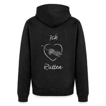 Ratte Rattenzüchter Rattenliebhaber Nagetiere - Unisex Premium Bio Zip Hoodie - Schwarz - Hinten - Nico (187cm)