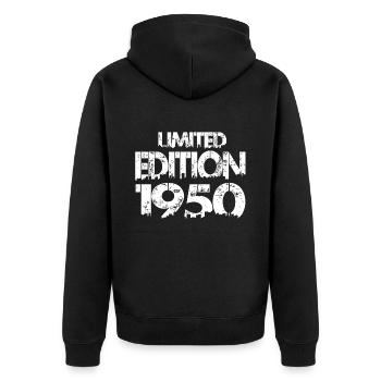Limited Edition 1950 - Unisex Premium Bio Zip Hoodie - Schwarz - Hinten - Nico (187cm)