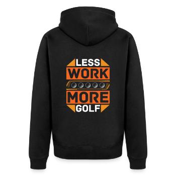 Less work, more golf for golfers - Unisex Premium Organic Zip Hoodie - black - Back - Nico (187cm)
