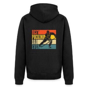 Bester Verdammter Vater Aller Zeiten Für - Unisex Premium Bio Zip Hoodie - Schwarz - Hinten - Nico (187cm)