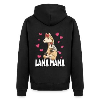 Lama Mama Muttertag Mom Mutter Alpaka - Unisex Premium Bio Zip Hoodie - Schwarz - Hinten - Nico (187cm)