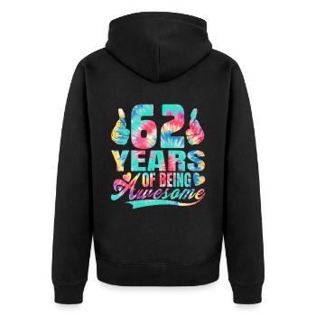 62nd birthday or anniversary 62 years of being - Unisex Premium Organic Zip Hoodie - black - Back - Nico (187cm)