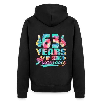 63e anniversaire ou anniversaire 63 ans d’existence - Veste à capuche bio Premium Unisexe - noir - Dos - Nico (187cm)