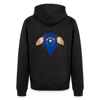 Nevada root gift - Unisex Premium Organic Zip Hoodie - black - Back - Nico (187cm)