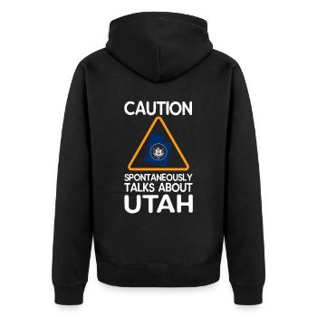 Utah - Unisex Premium Bio Zip Hoodie - Schwarz - Hinten - Nico (187cm)