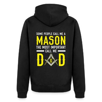 Freemason Dad Fraternal Freemasonry Square Compass - Unisex Premium Organic Zip Hoodie - black - Back - Nico (187cm)