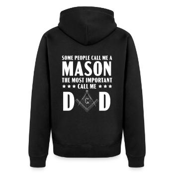 Freemason Dad Fraternal Freemasonry Square Compass - Unisex Premium Organic Zip Hoodie - black - Back - Nico (187cm)