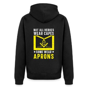 Freemason Fraternal Freemasonry Square Compass - Unisex Premium Organic Zip Hoodie - black - Back - Nico (187cm)
