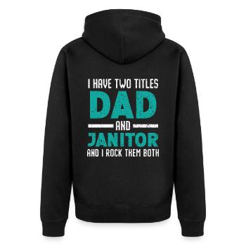 Vater und Hausmeisterschule Cusstodian Clean Freak - Unisex Premium Bio Zip Hoodie - Schwarz - Hinten - Nico (187cm)