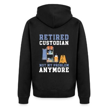 Pensionierter Verwalter Nicht mehr mein Problem Hausmeister - Unisex Premium Bio Zip Hoodie - Schwarz - Hinten - Nico (187cm)