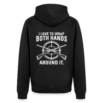 Funny Hunting Hunter Funny - Unisex Premium Organic Zip Hoodie - black - Back - Nico (187cm)