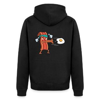 Speckesser Fleisch Liebhaber Ketogene Diät Baconoholic - Unisex Premium Bio Zip Hoodie - Schwarz - Hinten - Nico (187cm)
