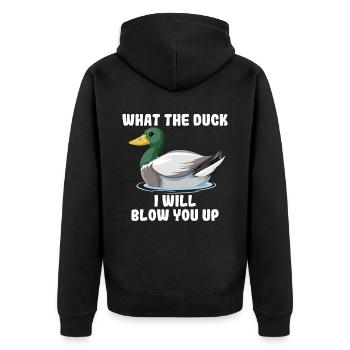 Funny duck hunting duck hunter - Unisex Premium Organic Zip Hoodie - black - Back - Nico (187cm)