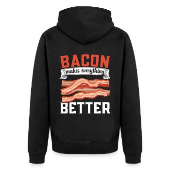 Speck macht alles besser Fleisch Ketogene Diät - Unisex Premium Bio Zip Hoodie - Schwarz - Hinten - Nico (187cm)