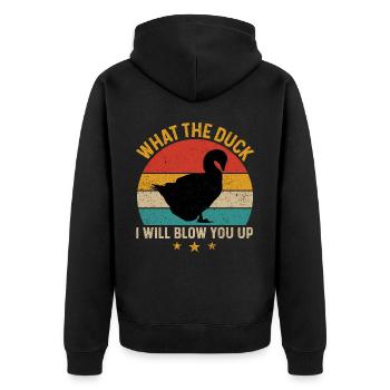 Funny duck hunting duck hunter - Unisex Premium Organic Zip Hoodie - black - Back - Nico (187cm)